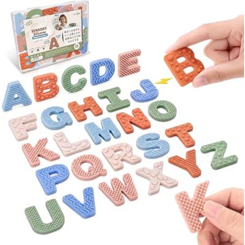 Sensory Silicone Alphabet Magnetic Letters: 26 Uppercase ABC Fridge Magnets for Toddlers & Kids 3+, Preschool Learning Refrigerator ABC Educational Toys, Cute Birthday Gifts for Boys Girls Girl Kids