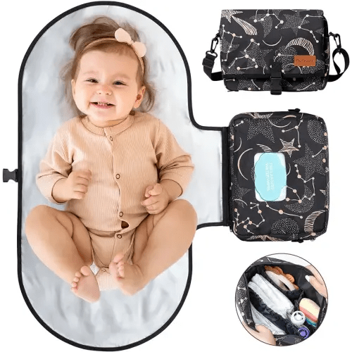 Momcozy 2-in-1 Diaper Changing Pad - Extra-Large Portable Diaper Pad 31.4x15.7 inch - Waterproof and Foldable for Newborns to Toddlers - Also Used As Adjustable Shoulder Bag with Wipes Pocket