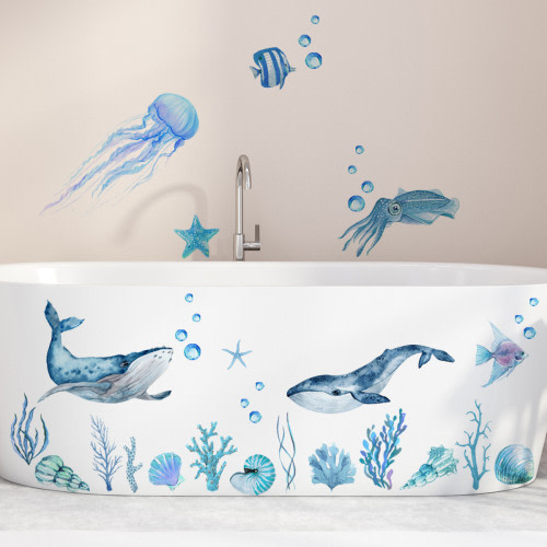 Moocorvic Ocean Stickers Ocean Room Decor Clearance, Under the Sea Decorations Removable Peel and Stick Art for Kids Bedroom Living Room Bathroom