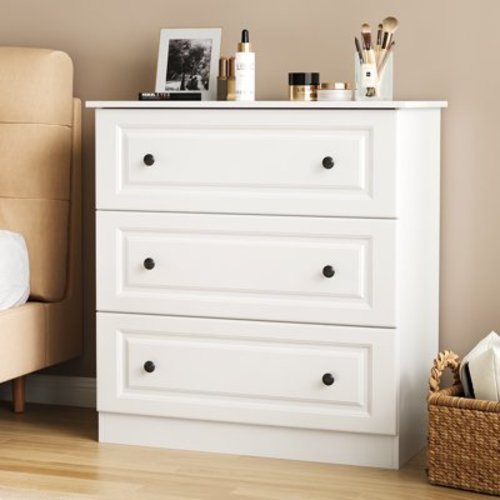 SEEDAY Dressers for Bedroom,3 Drawer Dresser,White Dresser with Large Storage Space for Living Room,Chest of Drawers for Bedroom