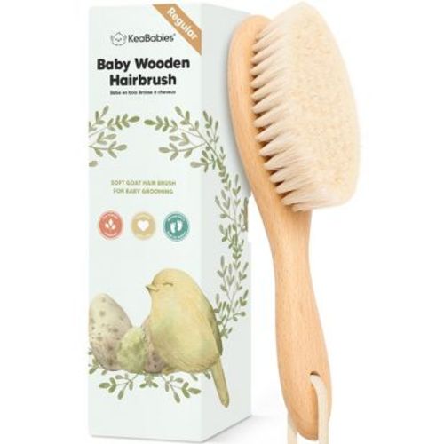 KeaBabies Baby Hair Brush, Oval Cradle Cap Brush, Soft Baby Brush for Infant, Newborn Hairbrush for Girls, Boys Scalp Brush (Walnut, Regular)