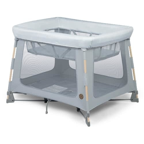 Maxi-Cosi Swift Baby Playpen with Mat, Baby Play Yards, Pack and Play with Bassinet - Portable Playpen for Babies and Toddlers, Classic Slate
