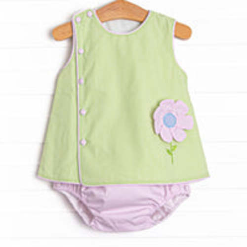 Fresh Air Flowers Applique Diaper Set, Green – Stitchy Fish