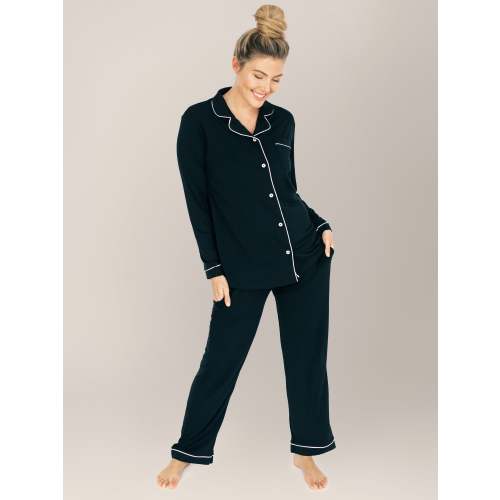 Clea Bamboo Long Sleeve Pajama Set | Black - Kindred Bravely