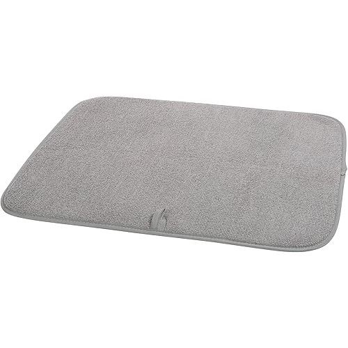 OGGI Absorbent, Reversible Microfiber Dish Drying Mat for Kitchen, Dish Drying Pad, 16 Inch x 18 Inch, Large, Gray