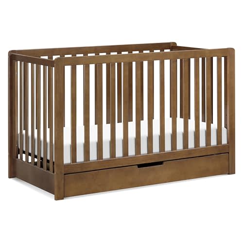 Carter's by DaVinci Colby 4-in-1 Convertible Crib with Trundle Drawer in Walnut, Greenguard Gold Certified, Undercrib Storage