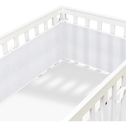 4 Sides Mesh Liner for Full-Size Cribs,Special Mesh Covers-Long Pieces (111in x 11in), Short Pieces(82in x11in) (White)