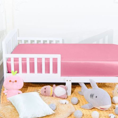 Silk Satin Fitted Crib Sheet, Super Soft And Silky Crib Sheet For Boys, Girls, Unisex, 28x52 Inches, White - Ntbay