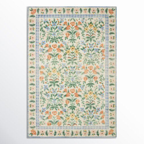 Rifle Paper Co. x Loloi Eden Mughal Garden Cream Rug feat CloudPile