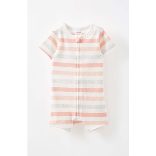 The Billie Short Sleeve Zip Romper, Newborn
