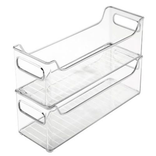 iDESIGN Plastic Freezer Storage Organizer Bin: Clear Kitchen Storage, Refrigerator & Freezer Organization, 2-Piece Set