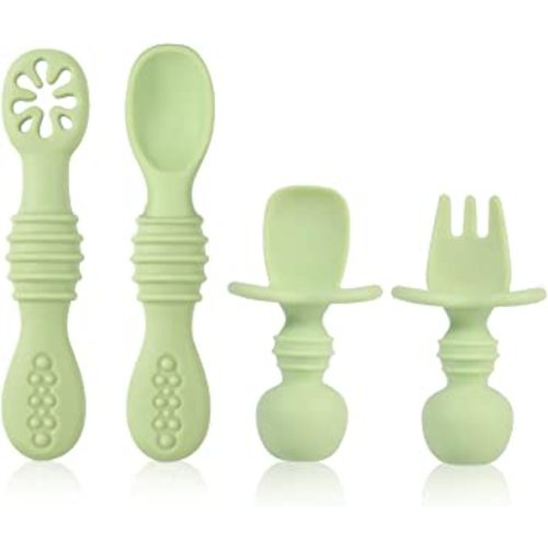 4 pc Baby Infant Spoons BPA Free, Soft Silicone, Self Feeding Fat