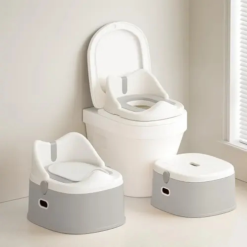 3-in-1 Toddler Potty Training Toilet for Boys and Girls Multi-use Baby Potty Chair for Toddlers 1-3 Training Potty Seat Toddler Toilet Baby Potty Training Seat with Step Stool (Gray)