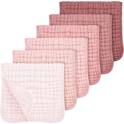 Looxii Muslin Burp Cloths Baby Girl 6 Pack - 20" x 10" - Ultra Soft & Absorbent, 6-Layer 100% Cotton for Spit Up & Drool- Gentle Baby Burping Cloth, Newborn Essentials Shower Gift Girl, Gradient Pink