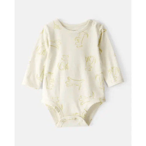 Baby Boy Dog Print Cotton Long-Sleeve Fashion Bodysuit - Ivory | Carter's