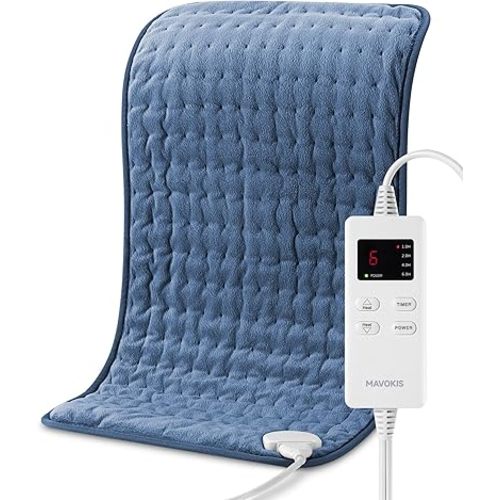 Heating Pad for Back Pain Relief, MAVOKIS Heating Pads for Cramps with Auto Shut Off Large, 6 Heat Settings Electric Heat Pad for Neck and Shoulder, 12" x 24", Moist Heat Option, Super Soft, Blue