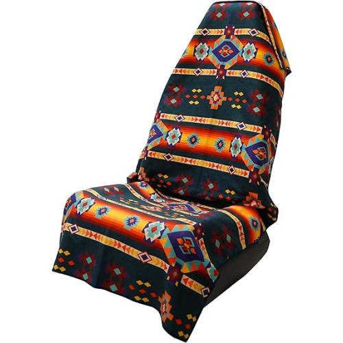 Sprints Athletic Running Towel, Full-Sized, Car Seat Cover - Performance Microfiber (Aztec Artisans & Chocolate Currency)