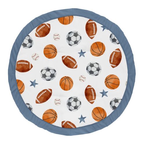 Sweet Jojo Designs Boy Baby Tummy Time Playmat Watercolor Sports Theme Multicolor