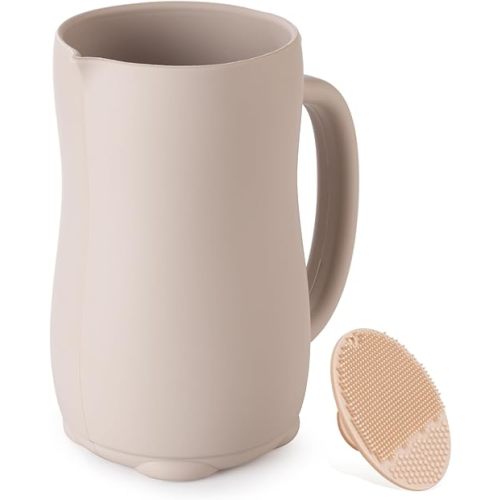 Baby Bath Rinse Cup, Bath Cup for rinsing Hair,The Silicone Material is Soft and Safe, a Good Choice for Baby Bath Products(Cat Beige)