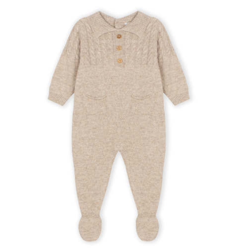Sebastian Cableknit Footed Romper in Oatmeal 6M