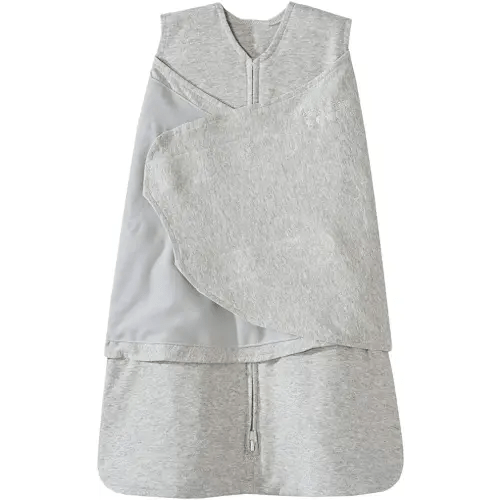 HALO 100% Cotton Sleepsack Swaddle, 3-Way Adjustable Wearable Blanket, TOG 1.5, Heather Gray, Newborn, 0-3 Months