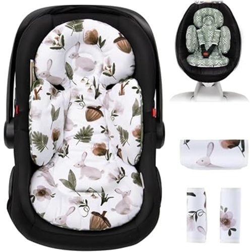 Infant Car Seat Insert, Reversible Newborn Insert for Car Seat, Stroller, Mamaroo Swing, Rocker, Bassinet, Bouncer, Head and Body Support, Baby Car Seat Cushion - Rabbit