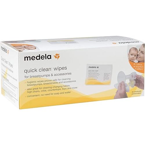 Medela Quick Clean Breast Pump And Accessory Wipes, 40 Count, Individually Wrapped Convenient And Hygienic On-The-Go Cleaning Of Tables, Countertops, Chairs, And More