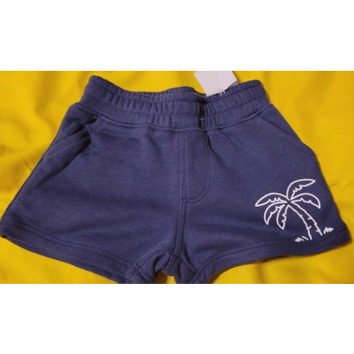 NWT Garanimals Unisex Shorts blue w/palm tree & pockets 6-9m