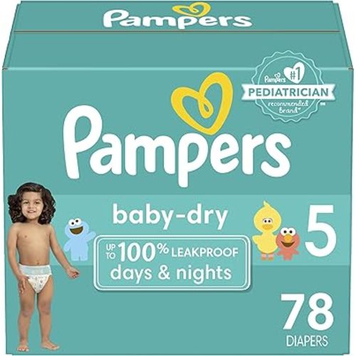 Pampers Baby Dry Diapers - Size 5, 132 Count, Absorbent Disposable Diapers