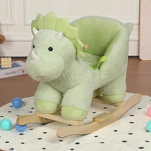 Dinosaur Rocking Horse with Sound and Music for Ages 12-36 Months, Green