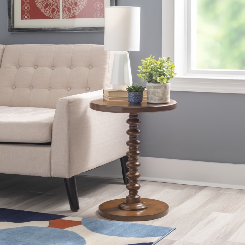 Free Shipping! Powell Pesaro Round Pedestal Indoor Accent Side Table, 22.25" Tall, Hazelnut - Walmart.com