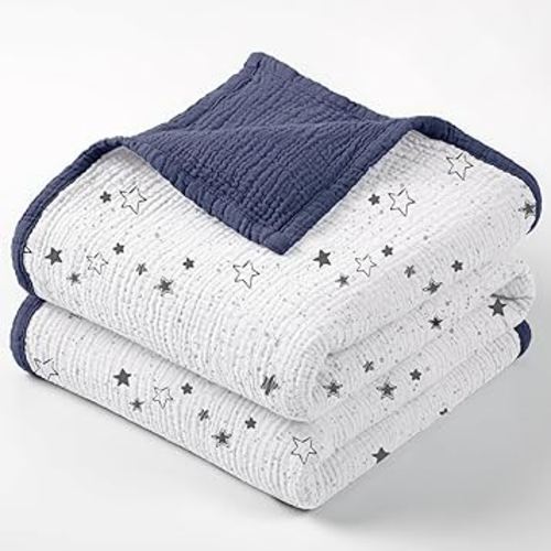 Lulu moon Muslin Quilt Blanket, Crib Blanket for Baby and Toddler,47x47 Inches(Starry Sky)