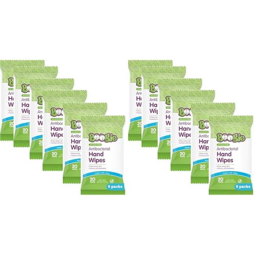 Boogie Antibacterial Hand Wipes - 100 Count - Hypoallergenic & Alcohol-Free - Travel and Diaper Bag Essential