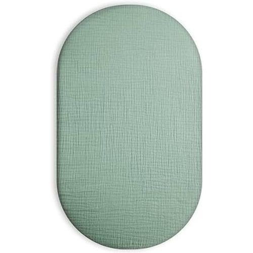 Muslin Bassinet Sheet for Baby Boy and Girl, Universal Fit for Rectangle, Oval, Hourglass Bassinet Mattress, Moses Basket Sheets (Sage, Bassinet Sheet)