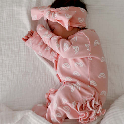 Blush Rainbow Zip Footie
