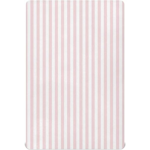 Pfrewn Crib Sheets for Boys Girls Pink Pastel Stripe Fitted Crib Sheet for Mini Crib Mattress Stretch Soft Toddler Baby Playard Sheet, 39x27x5IN