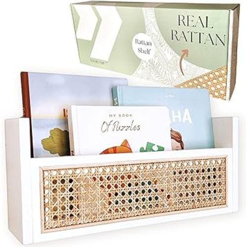 Rattan Wall Shelf - Rattan Shelf not Plastic Wicker Shelves Organizer for Wicker Wall Shelf Organize Toys Books or Magazines Baby Book Shelf for Nursery