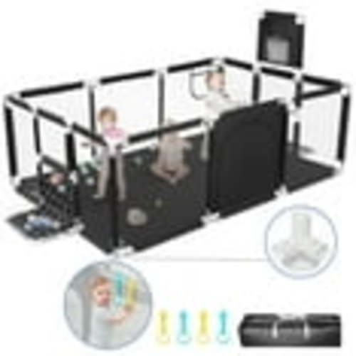 Extra Large Baby Playpen, Big Play Pens for Babies and Toddlers, Gap-Free, Climb-Proof Baby Playards for Indoor Fun, Baby Gate Playpen with Zippered Door and Storage Bag