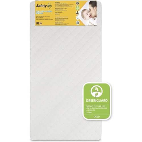 Safety 1st Polypropylene Vinyl Cover Heavenly Dreams Deluxe Dual 2-in-1 Baby Crib and Toddler Mattress, Waterproof and Stain Resistant Cover,Firm, White