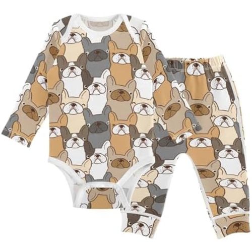 vvfelixl Baby Bodysuits Pants Sets Border Collie Dog Long Sleeve Baby Clothes For Boys Girls 0-24 Months Cow Pattern