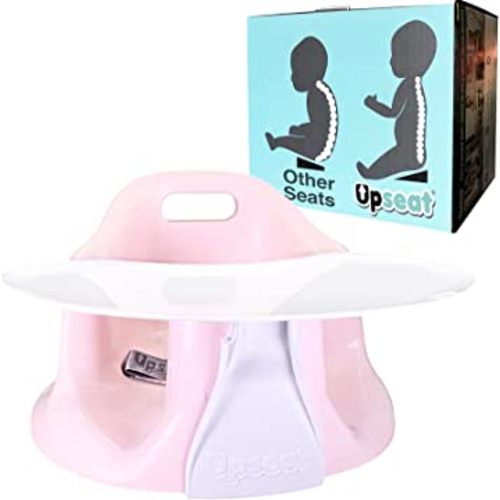 Upseat Baby Floor Seat Booster Chair for Sitting Up with Removable Tray for Meals and Playtime, Developed with Physical Therapists for Safe and Healthy Hip Development and Posture (Pink)
