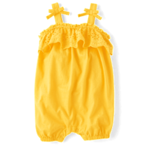 Baby Girls Sleeveless Eyelet Ruffle Romper - YELLOW | The Children's Place