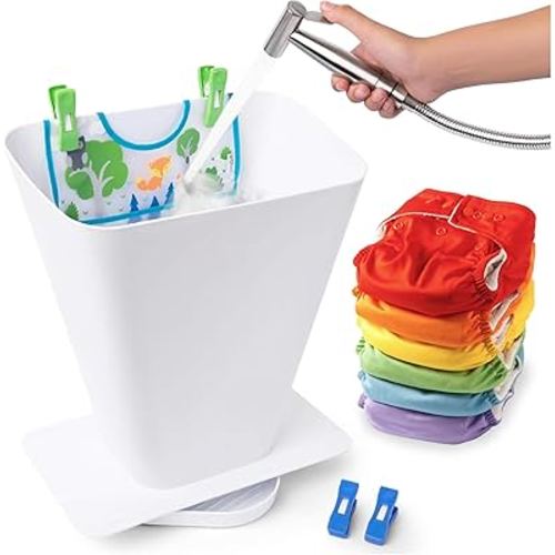 Cloth Diaper Sprayer Splatter Shield - White, Plastic, 1 Count - Splash-Proof Diaper Sprayer Shield - Essential Baby Registry Must-Haves - Portable Nursery Bucket for Baby Essentials