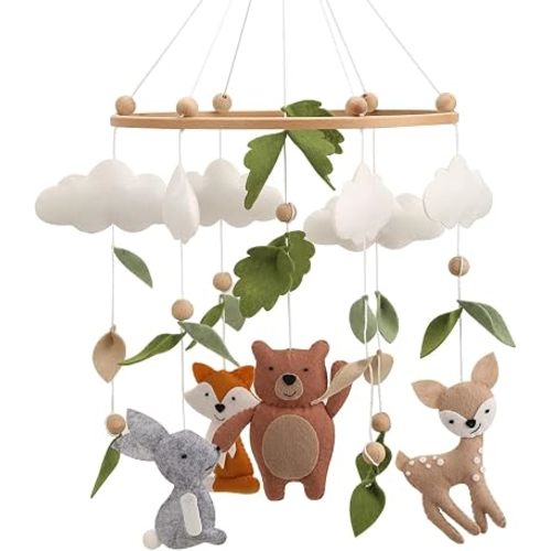 Woodland Animals Felt Hanging Mobile Handmade Forest Animals Mobile Fox Bear Deer Hare