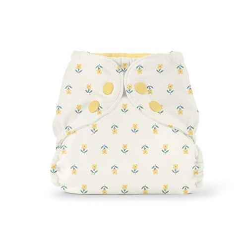 Esembly Cloth Diaper Cover - Reusable Swim Diaper, Waterproof, Breathable - Adjustable Outer Layer Over Absorbent Inner for Blowout Protection - Buds, Size 2 (18-35lbs)