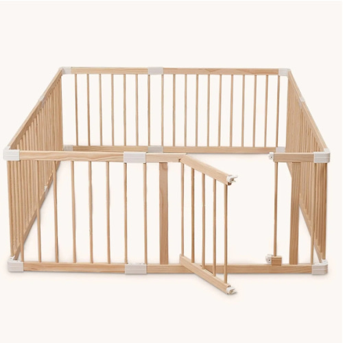HARPPA Wooden Baby Gate Playpen | Non-Toxic Foldable DIY Adjustable Play Yard for Infants & Toddlers – Natural Finish Baby Fence for Small & Large Spaces