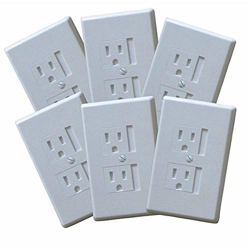 6-Pack Safety Innovations Self-closing (1Screw) Standard Outlet Covers - An Alternative To Wall Socket Plugs for Child Proofing Outlets (White)
