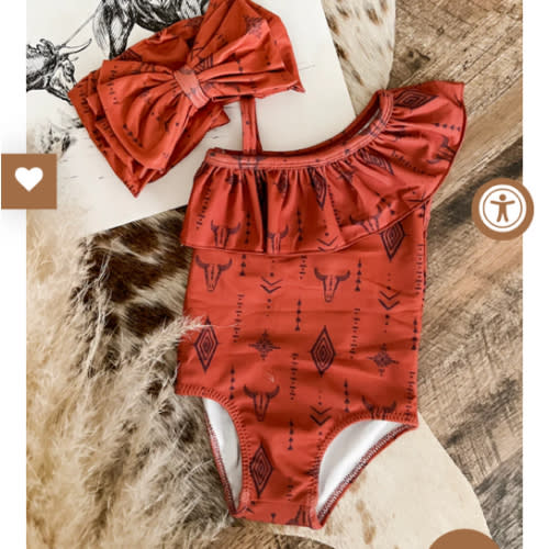 Rust Bullskull Dreams Ruffle Swimsuit