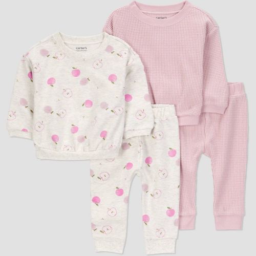 Carter's Just One You® Baby Girls' 4pc Apple Top & Bottom Set - Gray/Pink