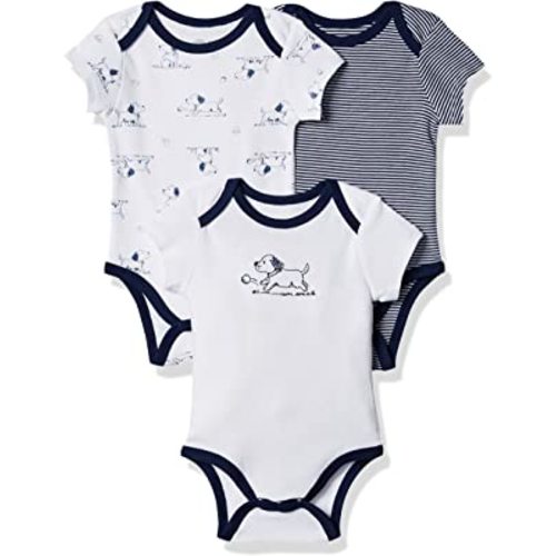 Little Me baby-boys 3-pack 100% Cotton Scratch Free Tag Onesies